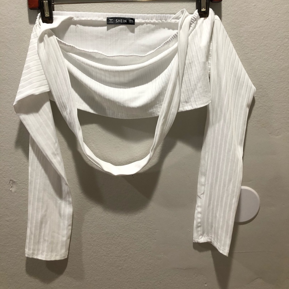 SHEIN White Long Sleeves Crop Top